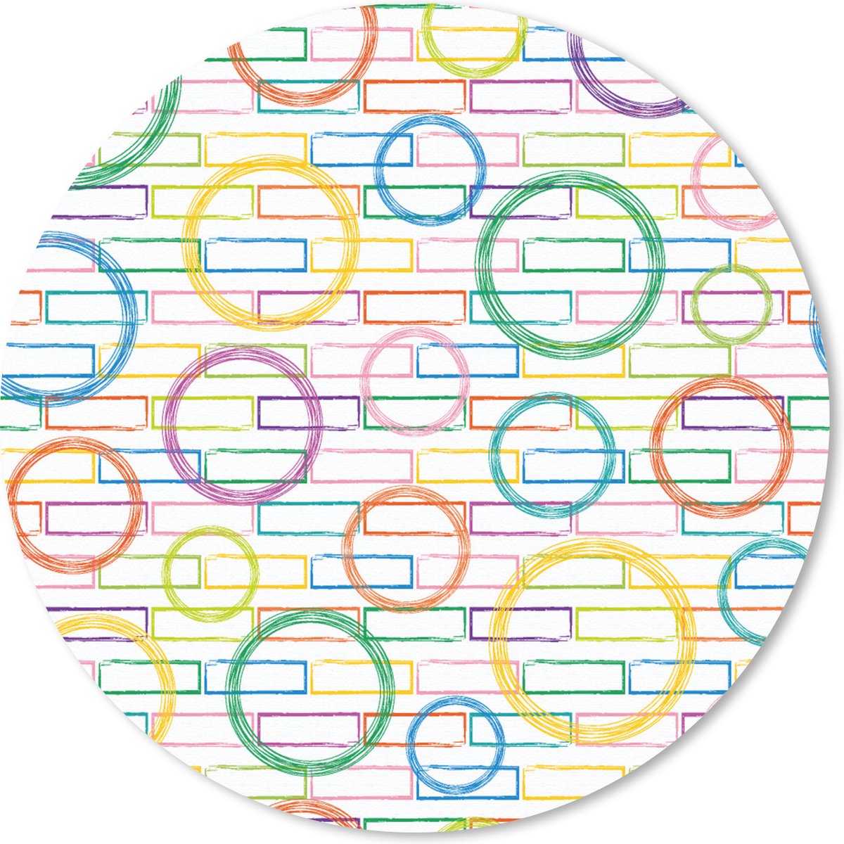 Muismat rond 40x40 cm - Mousepad Muur - Cirkel - Patronen - Ronde muismatten