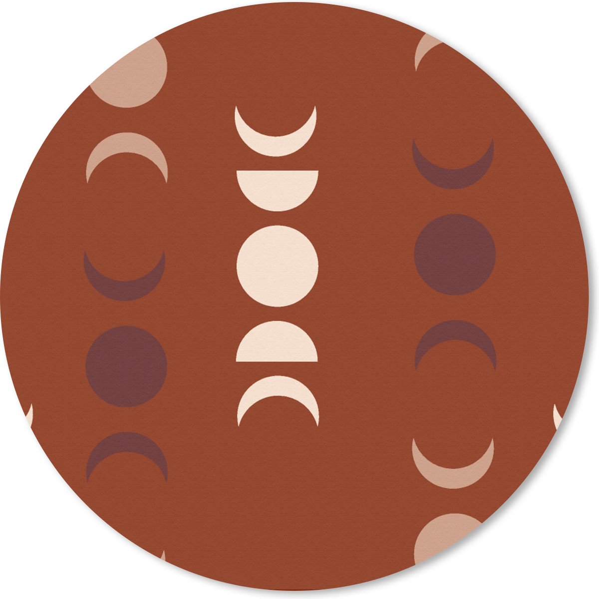 Muismat rond 40x40 cm - Mousepad Maan - Rood - Patroon - Ronde muismatten