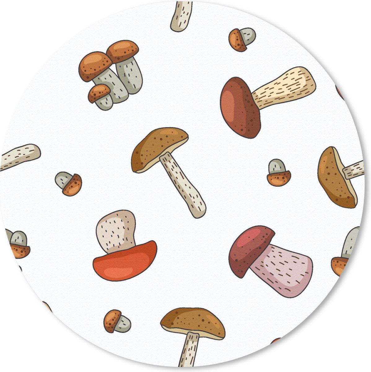 Muismat rond 30x30 cm - Mousepad Paddenstoel - Patroon - Cartoon - Ronde muismatten