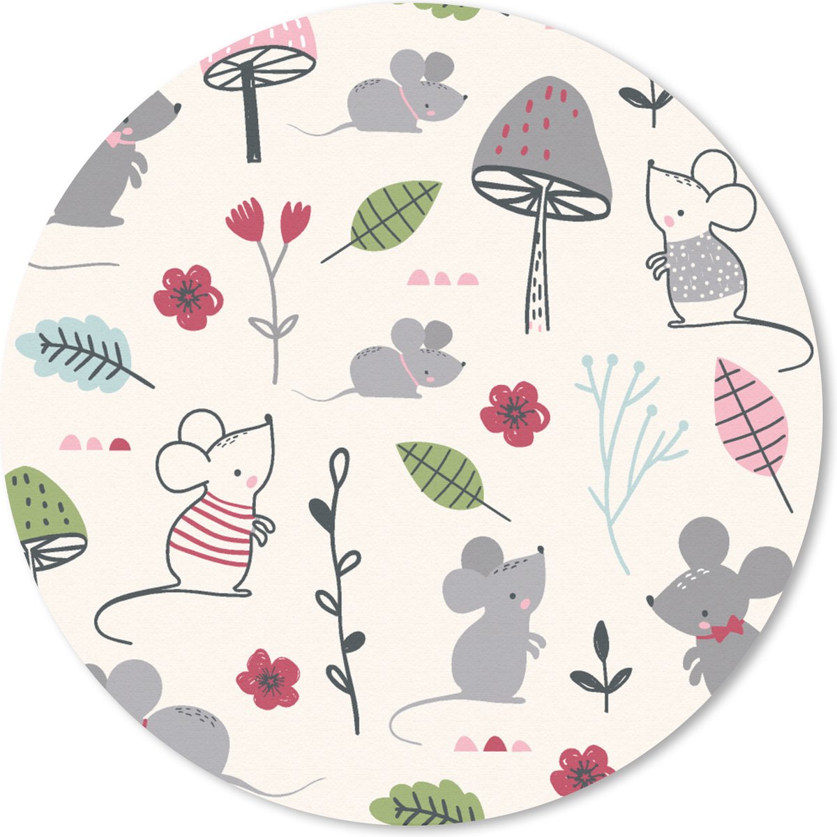 Muismat rond 30x30 cm - Mousepad Muizen - Patronen - Herfst - Paddenstoel - Ronde muismatten