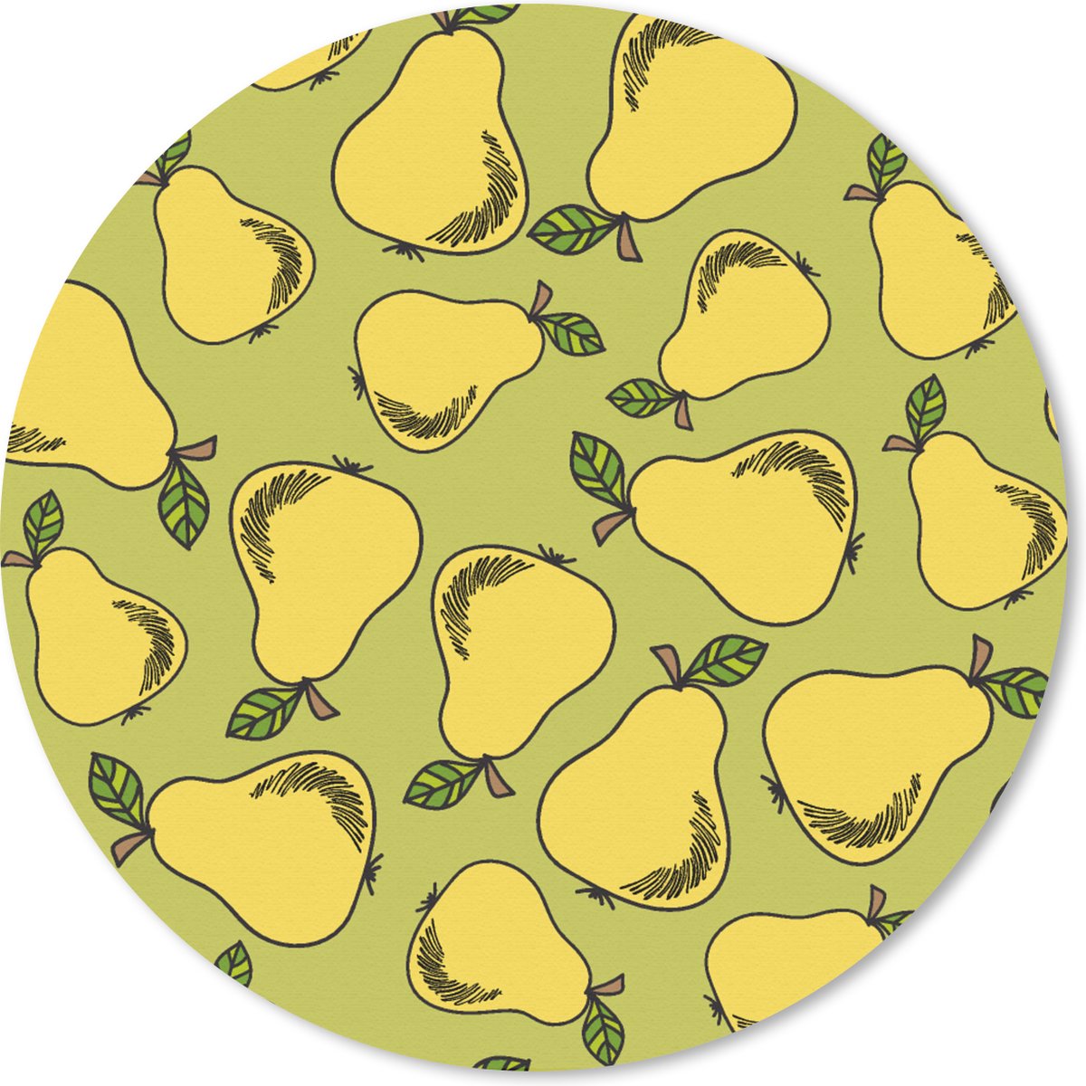 Muismat rond 40x40 cm - Mousepad Peer - Fruit - Vintage - Patronen - Ronde muismatten