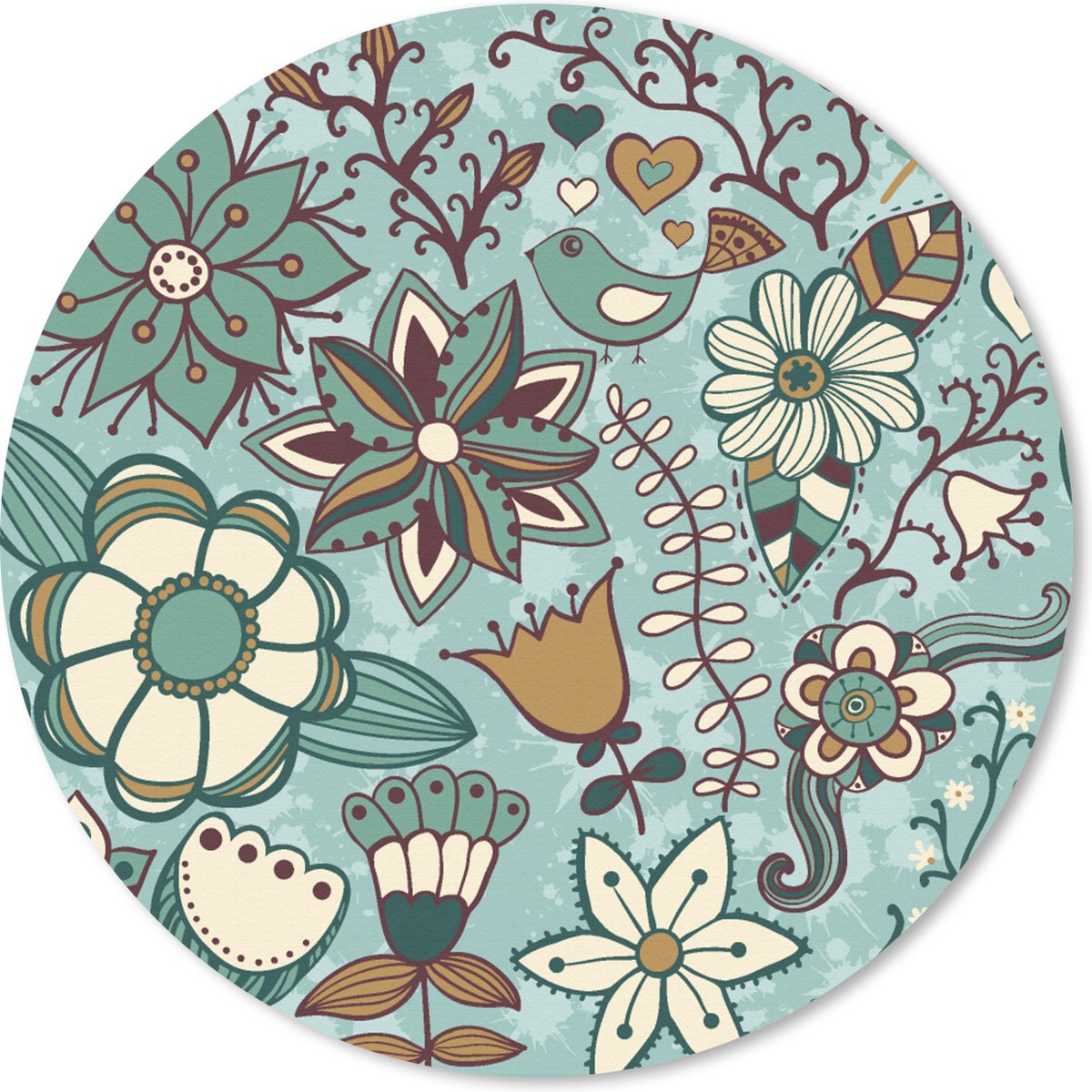 Muismat rond 30x30 cm - Mousepad Bohemian - Winter - Bloemen - Patroon - Ronde muismatten - Kerst - Cadeau - Kerstcadeau voor mannen en voor vrouwen