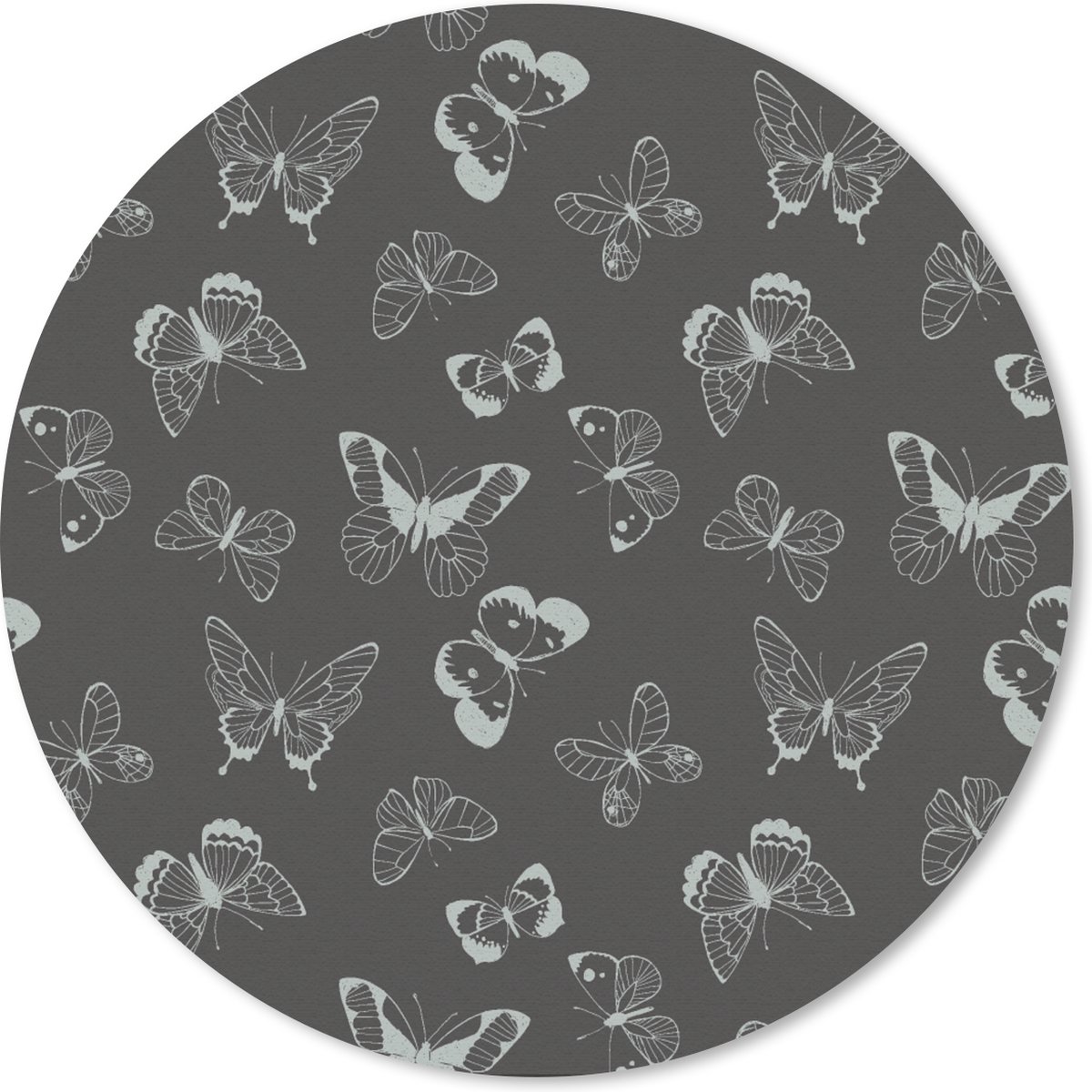 Muismat - Mousepad - Rond - Vlinders - Retro - Design - 20x20 cm - Ronde muismat