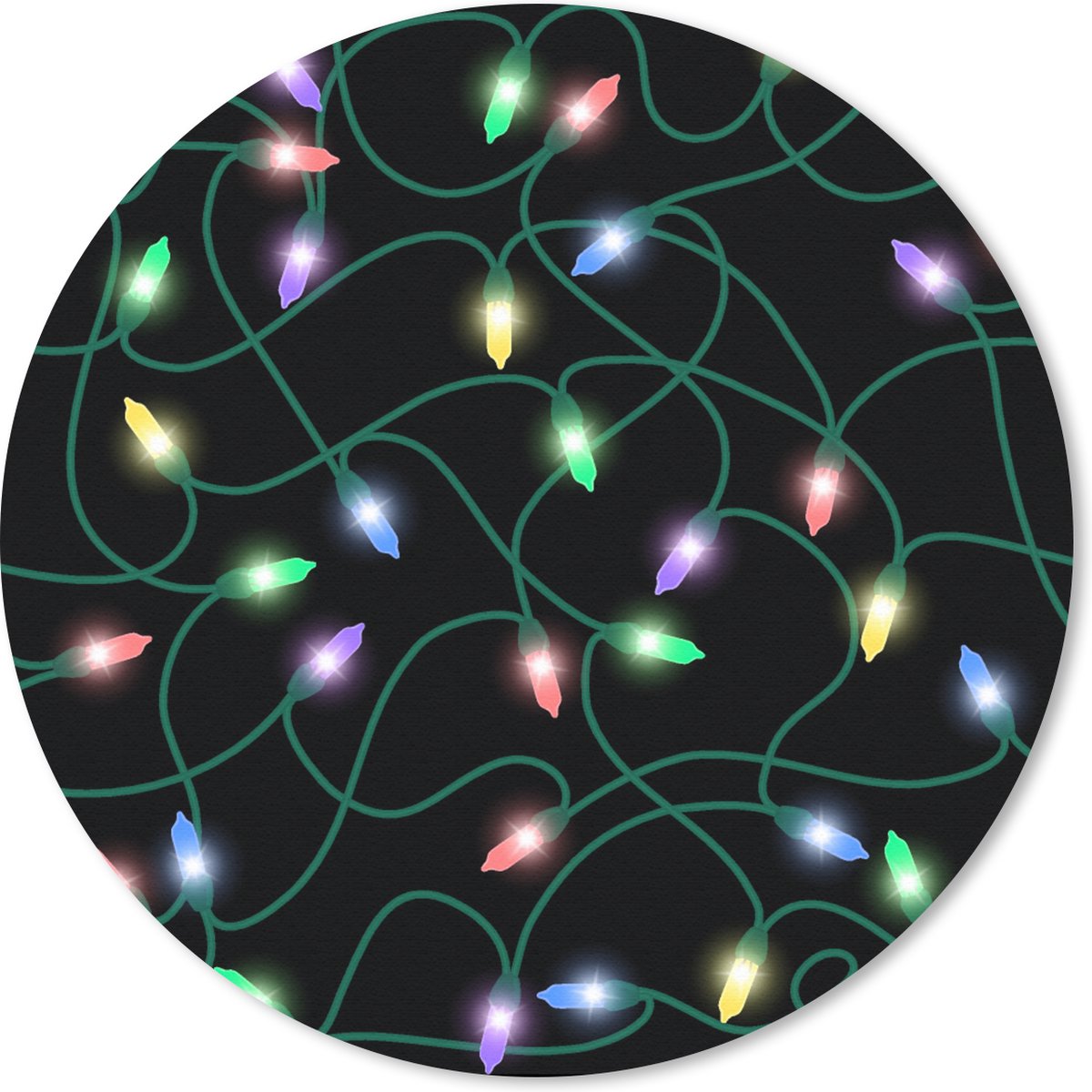 Muismat rond 30x30 cm - Mousepad Lichtsnoer - Kerstmis - Pastel - Patronen - Ronde muismatten - Kerst - Cadeau - Kerstcadeau voor mannen en voor vrouwen