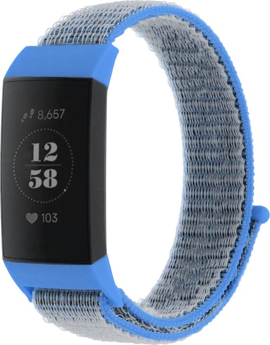 Strap-it Nylon bandje - geschikt voor Fitbit Charge 3 / Fitbit Charge 4 - blauw