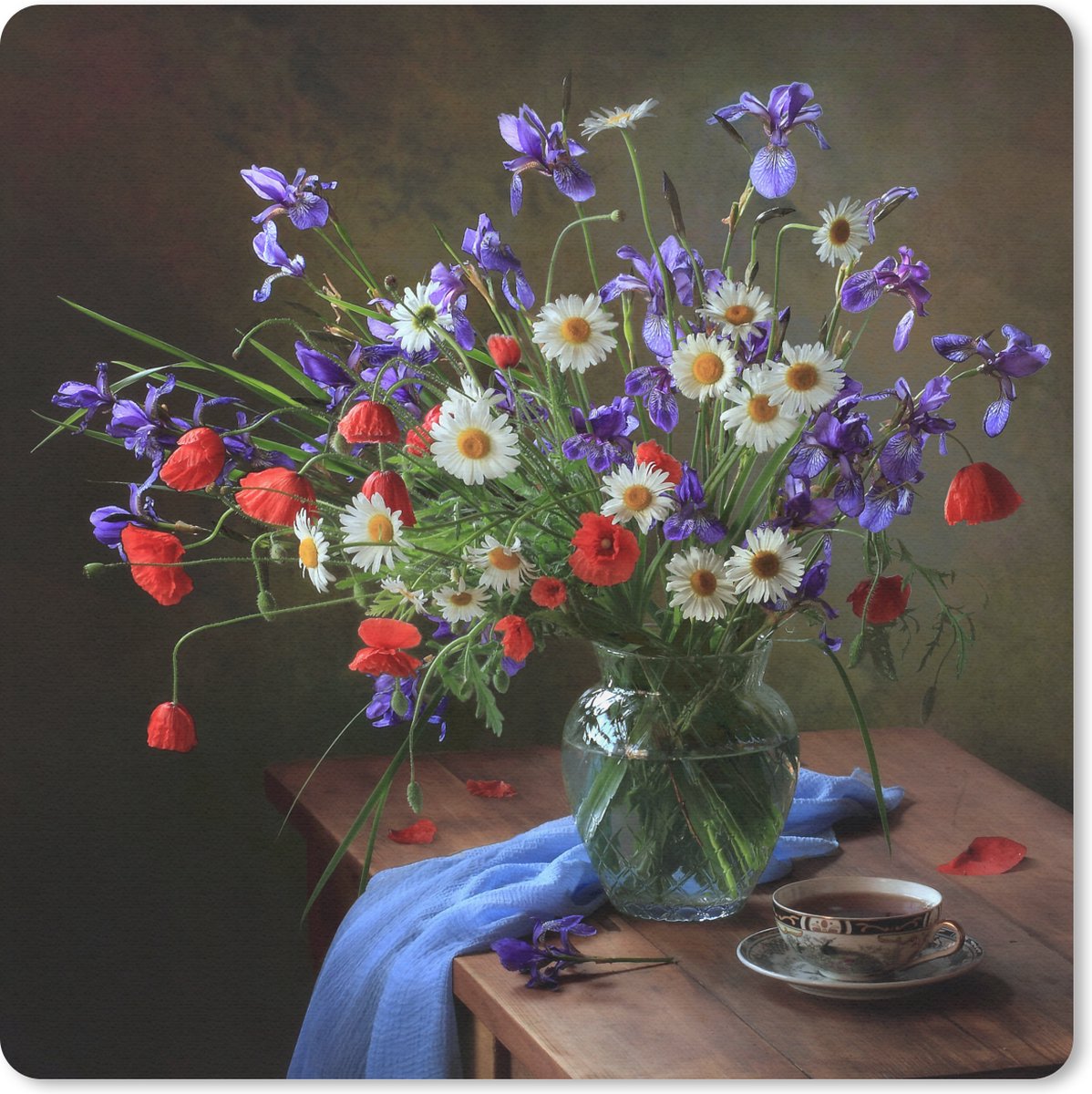 Muismat 30x30 cm - Mousepad Bloemen - Thee - Stilleven - Muismatten