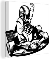 Une illustration d'une toile de karter heureux 90x90 cm - Tirage photo sur toile (Décoration murale salon / chambre)