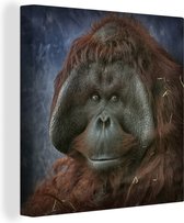 Canvas Schilderij Een close-up van een orang-oetan - 90x90 cm - Wanddecoratie