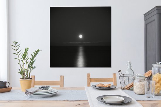 Clair de lune bien visible sur une toile de mer sombre 2cm 90x90 cm - Tirage photo sur toile (Décoration murale salon / chambre)