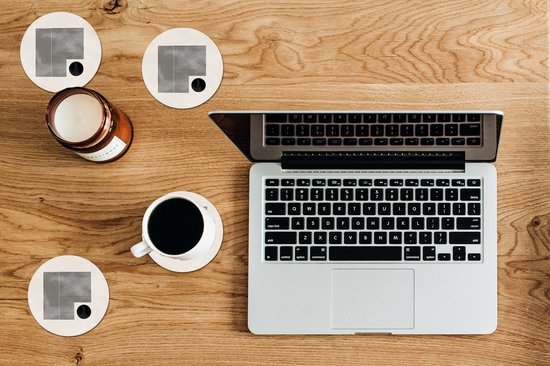 Sous-verres pour verres - Rond - Carré - Minimalisme - Abstrait - 10x10 cm - Sous-verres en verre - 6 pièces