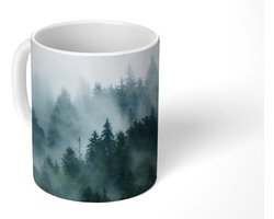 Mok - Koffiemok - Mist - Bomen - Bos - Mokken - 350 ML - Beker - Koffiemokken - Theemok - Goedkope kadootjes
