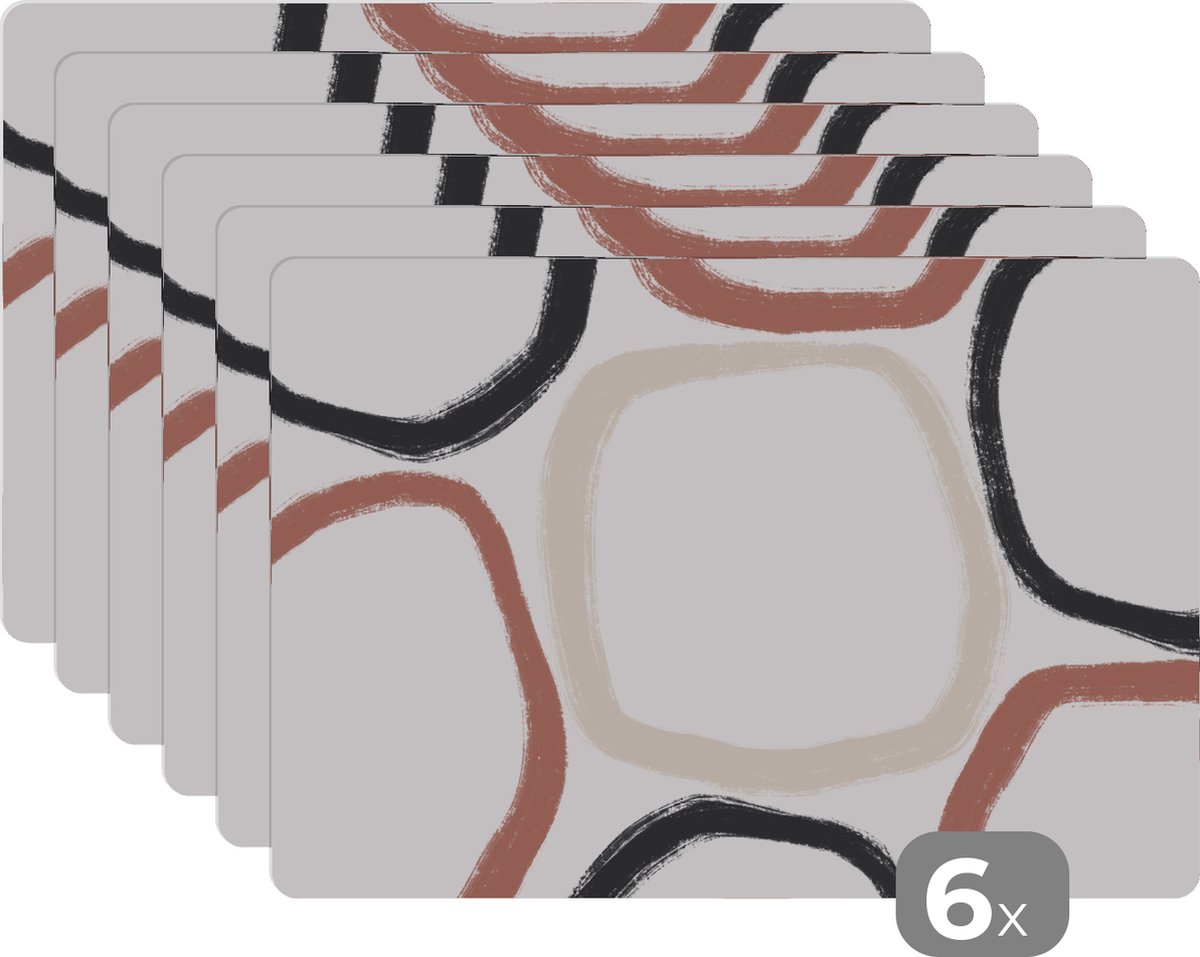 Placemat - Pastel - Minimalisme - Vormen - Onderleggers placemat - Placemats - 45x30 cm - 6 stuks