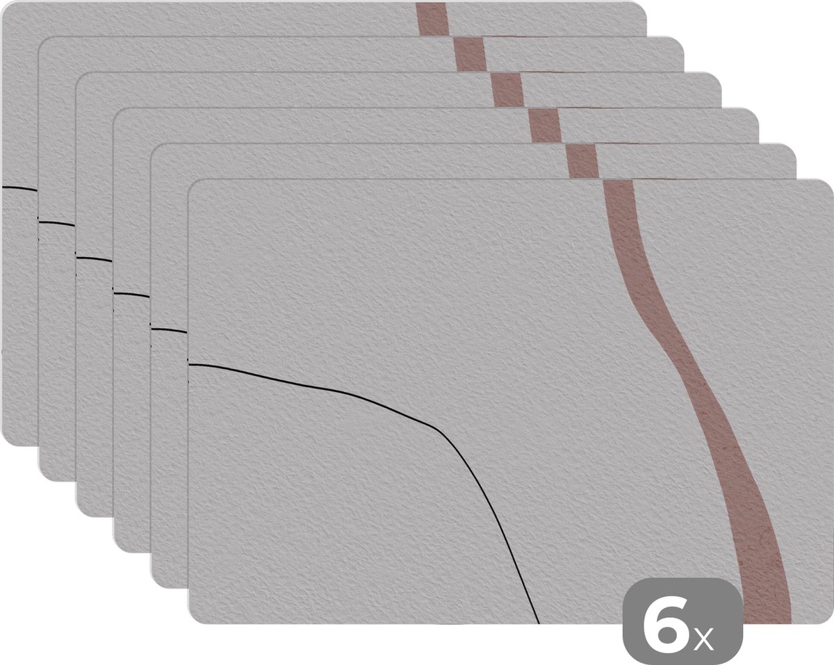 Placemat - Pastel - Lijn - Design - Abstract - Onderleggers - Placemats - 45x30 cm - 6 stuks
