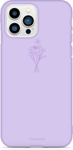 iPhone 14 Pro Max hoesje TPU Soft Case - Back Cover - Lila / veldbloemen