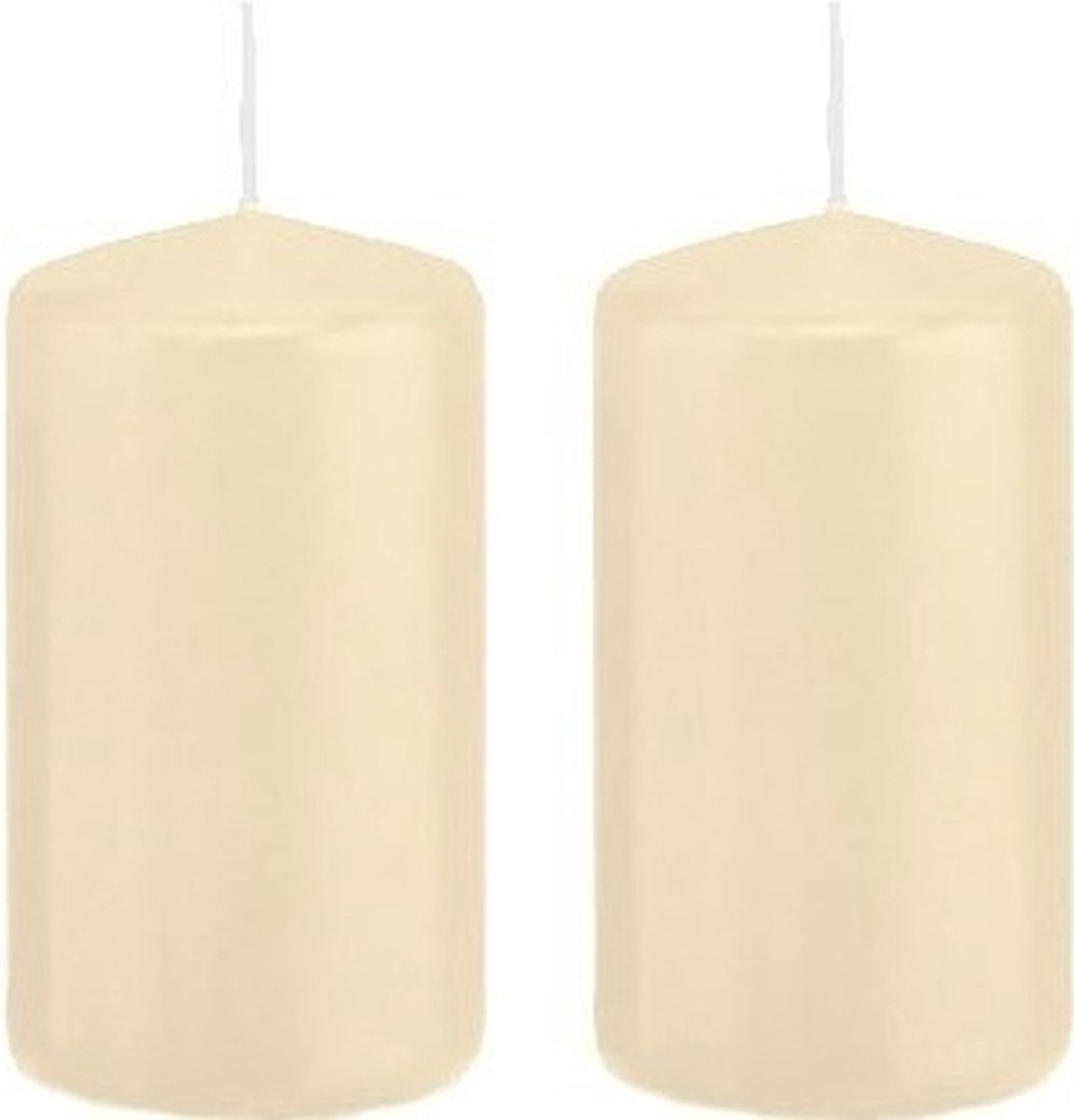 Trend Candles Cilinderkaars/stompkaars - 2x - cremewit - 5 x 10 cm - 23 branduren - met brandvertragende folie