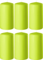 6x Lime groene cilinderkaarsen/stompkaarsen 6 x 10 cm 36 branduren - Geurloze kaarsen lime groen - Woondecoraties