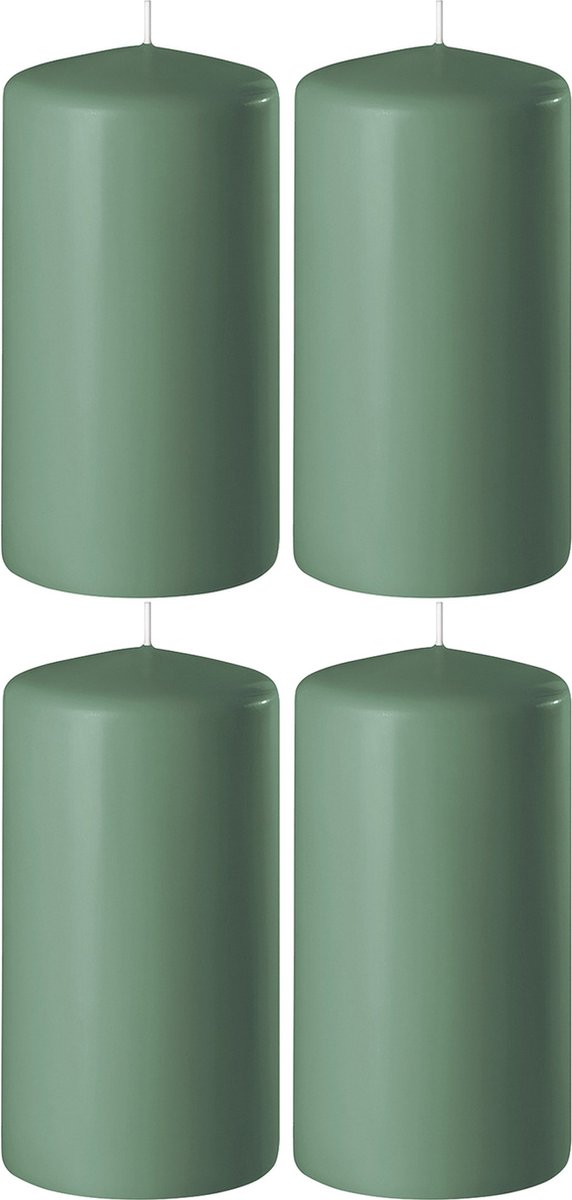 Enlightening Candles Cilinderkaars/stompkaars - 4x - groen - D6 x H15 cm - 58 branduren - Dikke kaarsen - Voor kandelaar of plateau