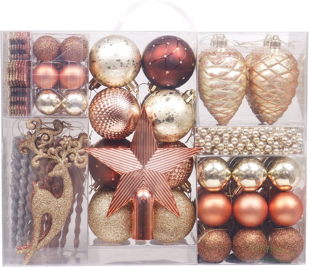 Kerstballen - 100 Delige Set - Kerstversiering - Kerstboomdecoratie - Kerstballen Plastic