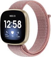 By Qubix geschikt voor Fitbit Versa 3 & Sense 1 - Sport loop nylon bandje - Oudroze Smartwatchbandje bandje Armband Polsband Strap Band Watchband