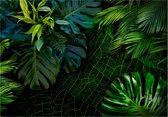 Fotobehangkoning - Behang - Vliesbehang - Fotobehang - Dark Jungle - Tropsiche Bladeren - Botanisch - Exotisch - 400 x 280 cm
