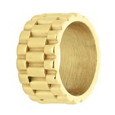 Lucardi Heren Stalen goldplated ring - Ring - Staal - Goudkleurig - 21 / 66 mm
