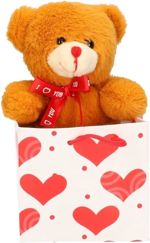 Foulard rouge ours en peluche Saint Valentin marron - Ours en peluche en  sac - Cadeau... | bol.com
