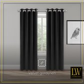 LW collection - Gordijnen - Zwart Velvet - Kant en klaar - 140x225cm - Fluweel -Verduisterend