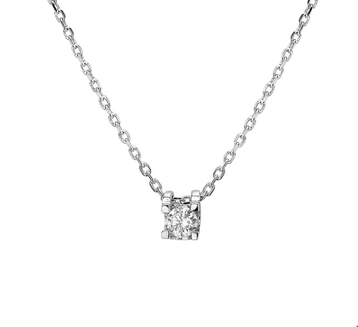 The Jewelry Collection Ketting Zirkonia 41 + 4 cm 4 mm - Zilver