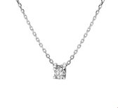 The Jewelry Collection Ketting Zirkonia 41 + 4 cm 4 mm - Zilver