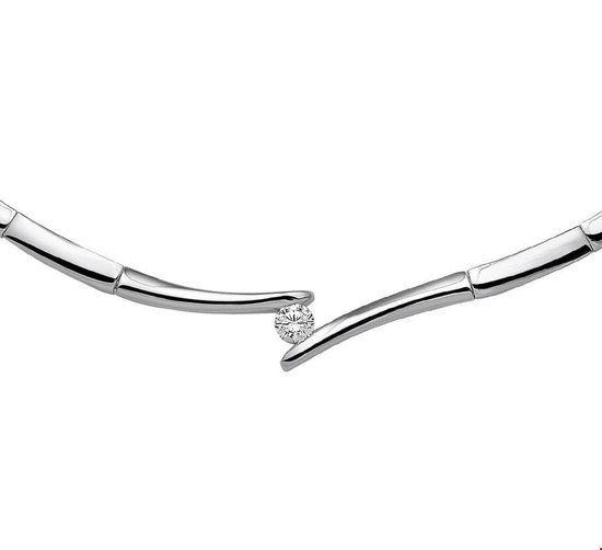 The Jewelry Collection Ketting Zirkonia 4,0 mm 42 + 3 cm - Zilver