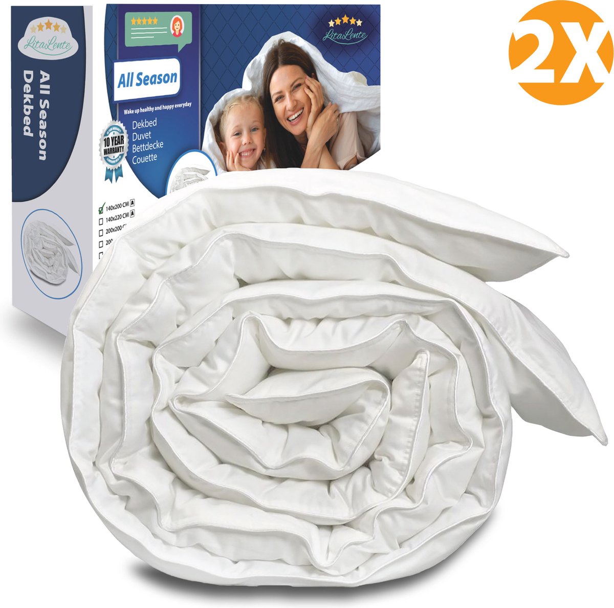 LitaLente Luxe All Season Dekbed (set van 2) - 240x220cm - Anti-allergisch – Hotel Kwaliteit – All Year – Tweepersoons dekbed