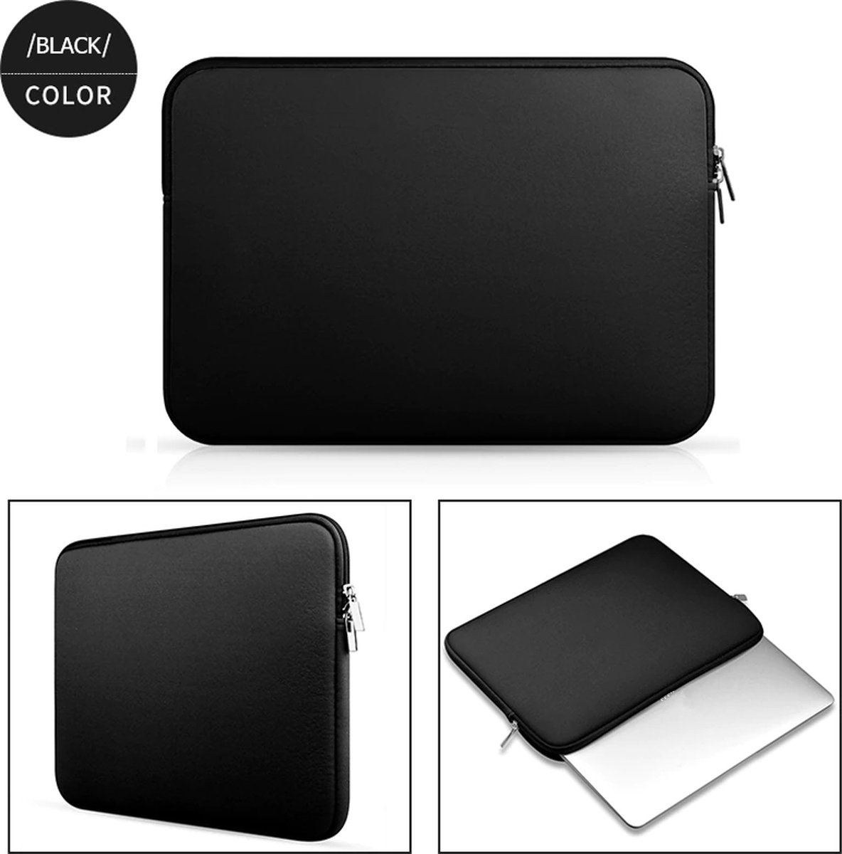 Laptop Soft Sleeve (Laptophoes) | 13 inch | Zwart | (spat) Waterdicht | Schokbestendig | Neopreen | Laptophoezen — afbeelding 8