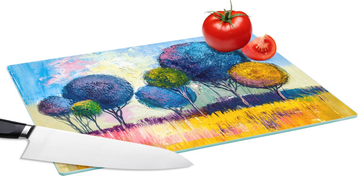 Glazen Snijplank - 39x28 - Schilderij - Olieverf - Boom - Natuur - Snijplanken Glas
