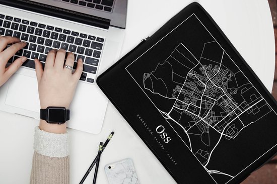 Housse pour ordinateur portable 15,6 pouces - Oss - Carte - Plan de la ville - Carte - Housse pour ordinateur portable - Dimensions intérieures 39,5x29,5 cm