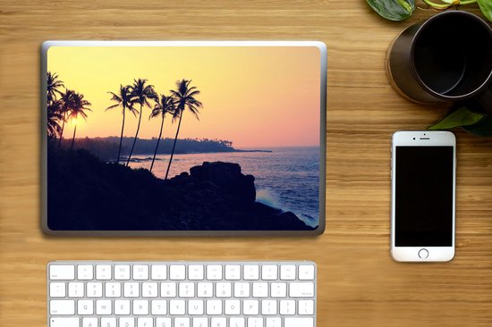 Sticker pour ordinateur portable - 12,3 pouces - Mer - Palmier - Soir - Paysage - 30x22cm - Autocollants pour ordinateur portable - Skin pour ordinateur portable - Housse