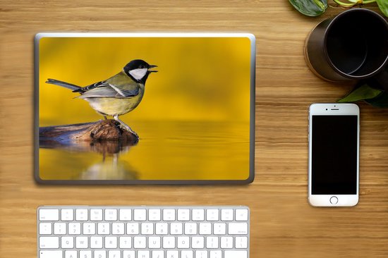 Laptop sticker - 10.1 inch - Koolmees - Vogel - Water - 25x18cm - Laptopstickers - Laptop skin - Cover