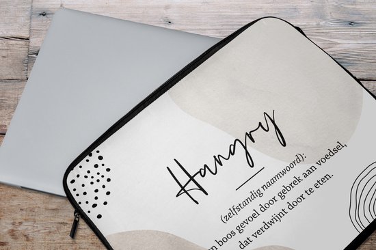 Housse pour ordinateur portable 15,6 pouces - Hangry - Dictons - Définition Hangry - Dictionnaire - Citations - Housse pour ordinateur portable - Dimensions intérieures 39,5x29,5 cm - Dos noir