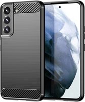 Geborsteld TPU Hoesje Geschikt voor Samsung Galaxy S23 Plus | Beschermhoes | Back Cover | Flexibel TPU | Stijlvol Carbon | Dun | Zwart