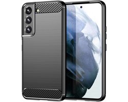 Geborsteld TPU Hoesje Geschikt voor Samsung Galaxy S23 Plus | Beschermhoes | Back Cover | Flexibel TPU | Stijlvol Carbon | Dun | Zwart
