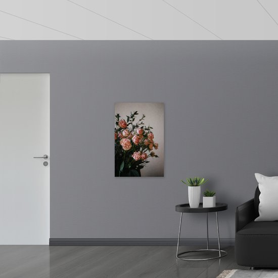 WallClassics - Toile - Bouquet de Roses Rose Pâle - 60x90 cm Photo sur Toile Peinture (Décoration murale sur Toile)