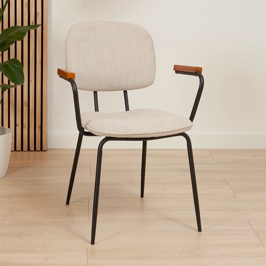 Chaise de salle à manger scandinave Bronx71® tissu recyclé beige Oskar |  bol.com