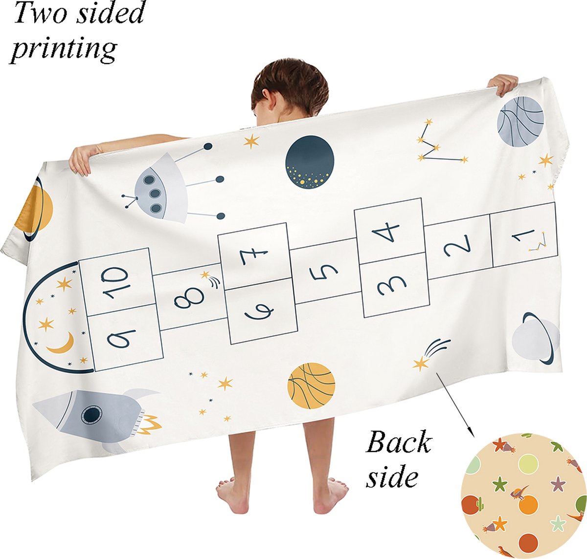 Ulticool Microvezel Kinder Handdoek 70x140 cm - Strandspeelgoed Strandspel Astronaut Dino Dinosaurus - Reizen Travel Accessoires Reis Gadgets Strandlaken Badlaken Badhanddoek Zwemhanddoek Reishanddoek Microfiber - Jongen