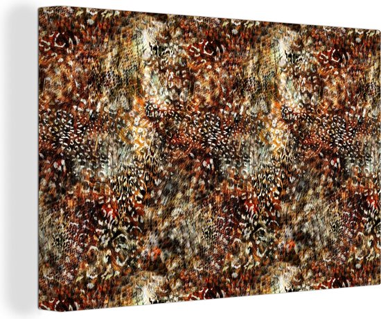 Canvas Schilderij Dierenprint - Tijger - Slang - Dieren - 90x60 cm - Wanddecoratie