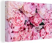 Canvas Schilderij Bloemen - Roze - Rozen - 60x40 cm - Wanddecoratie