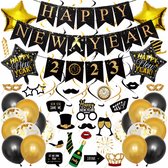 Festivz New Year Confetti & Gala Set 2023 - Nieuwjaars Decoratie – New Year 2023 - Feestversiering - Papieren Confetti – Nieuwjaarsfeest - Nieuwjaar - Goud - Zwart - Wit - Feest