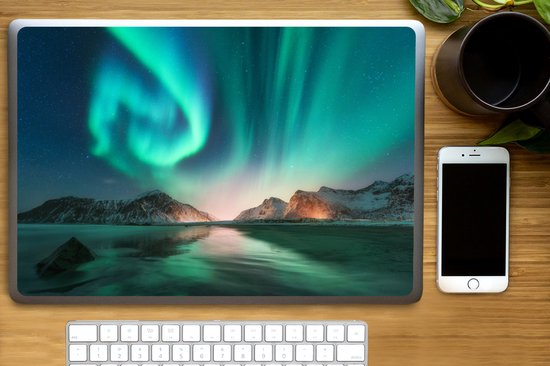 Laptop sticker - 17.3 inch - Noorderlicht - Sterren - Landschap - Winter - 40x30cm - Laptopstickers - Laptop skin - Cover