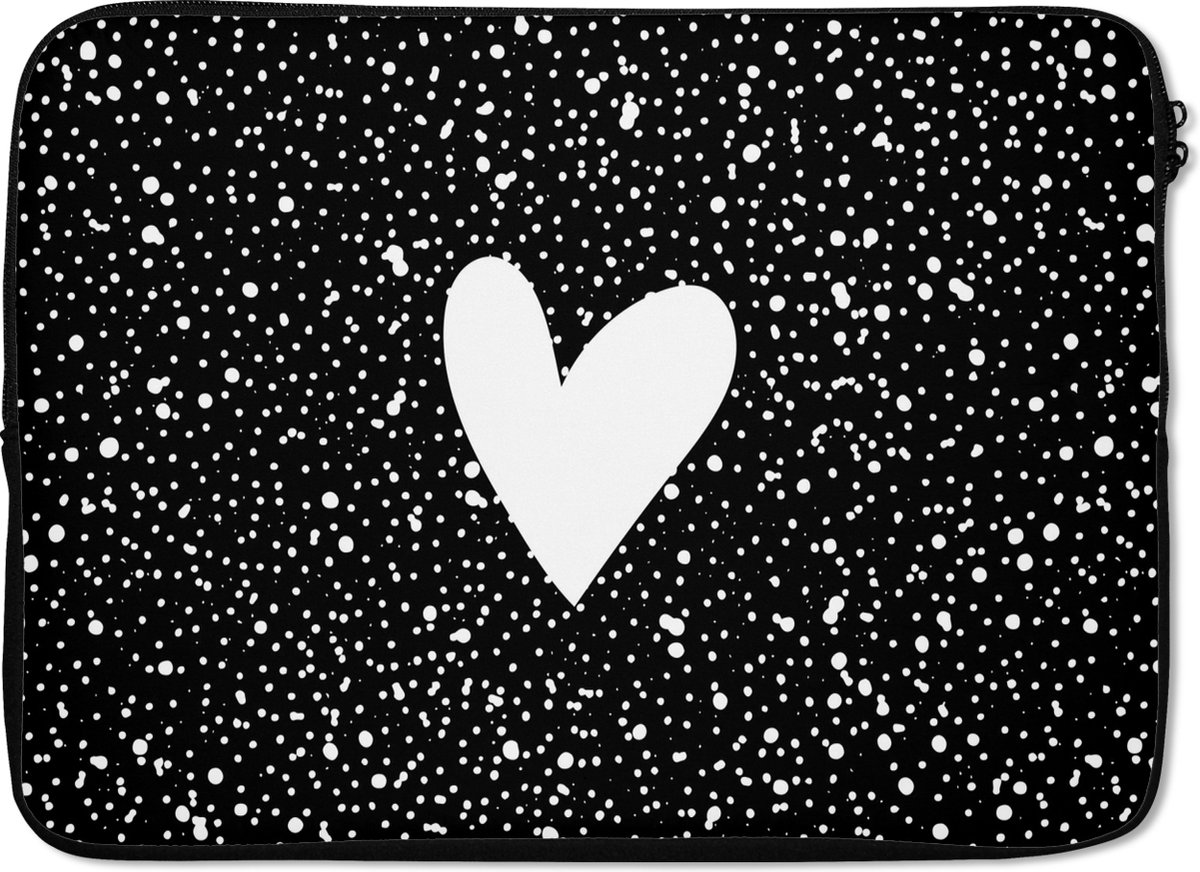 Laptophoes 13 inch - Design - Liefde - Hartje - Laptop sleeve - Binnenmaat 32x22,5 cm - Zwarte achterkant