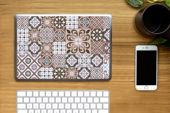 Sticker pour ordinateur portable - 11,6 pouces - Motifs - Vintage - Marron - Fleurs - Formes - 30x21cm - Autocollants pour ordinateur portable - Skin pour ordinateur portable - Housse