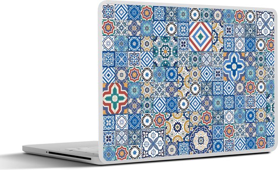Autocollant pour ordinateur portable - 17,3 pouces - Motifs - Fleurs - Blauw - Formes - 40x30cm - Autocollants pour ordinateur portable - Skin pour ordinateur portable - Couverture