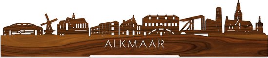 Standing Skyline Alkmaar Palissander hout - 40 cm - Woon decoratie om neer te zetten en om op te hangen - Meer steden beschikbaar - Cadeau voor hem - Cadeau voor haar - Jubileum - Verjaardag - Housewarming - Aandenken aan stad - WoodWideCities